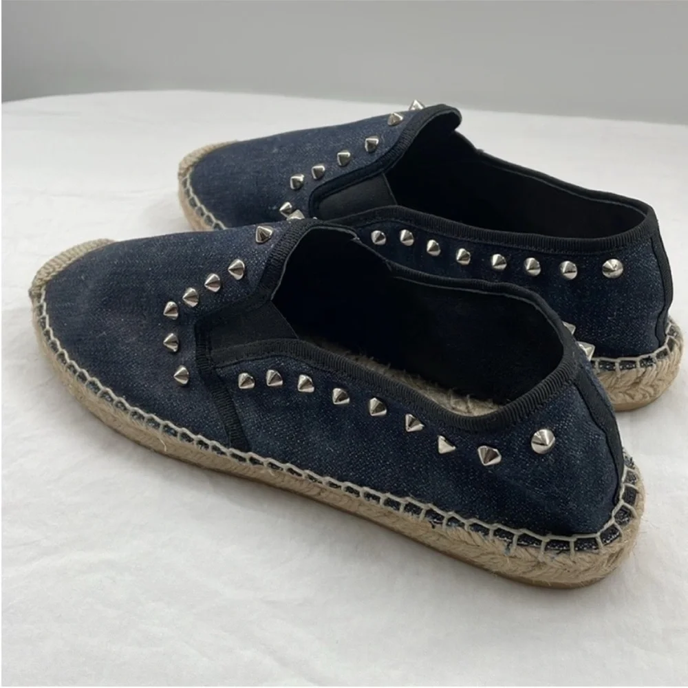 NEW! Ash Zest Studded Espadrilles with Silver Studs in Dark Denim. EU 39.